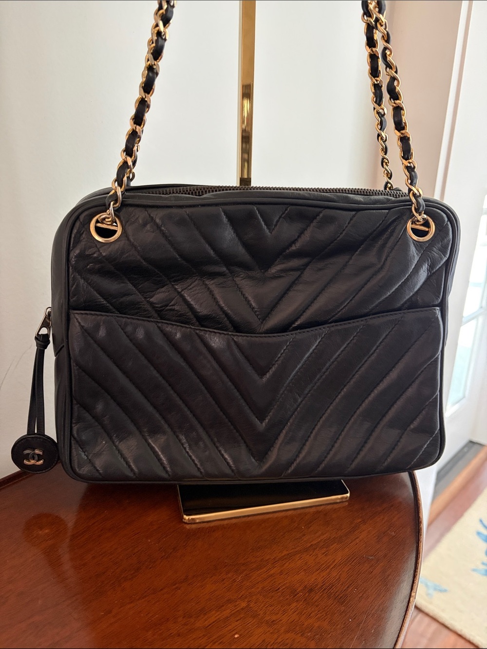 Vintage Chanel Black Quilted Chain-Shoulder Bag